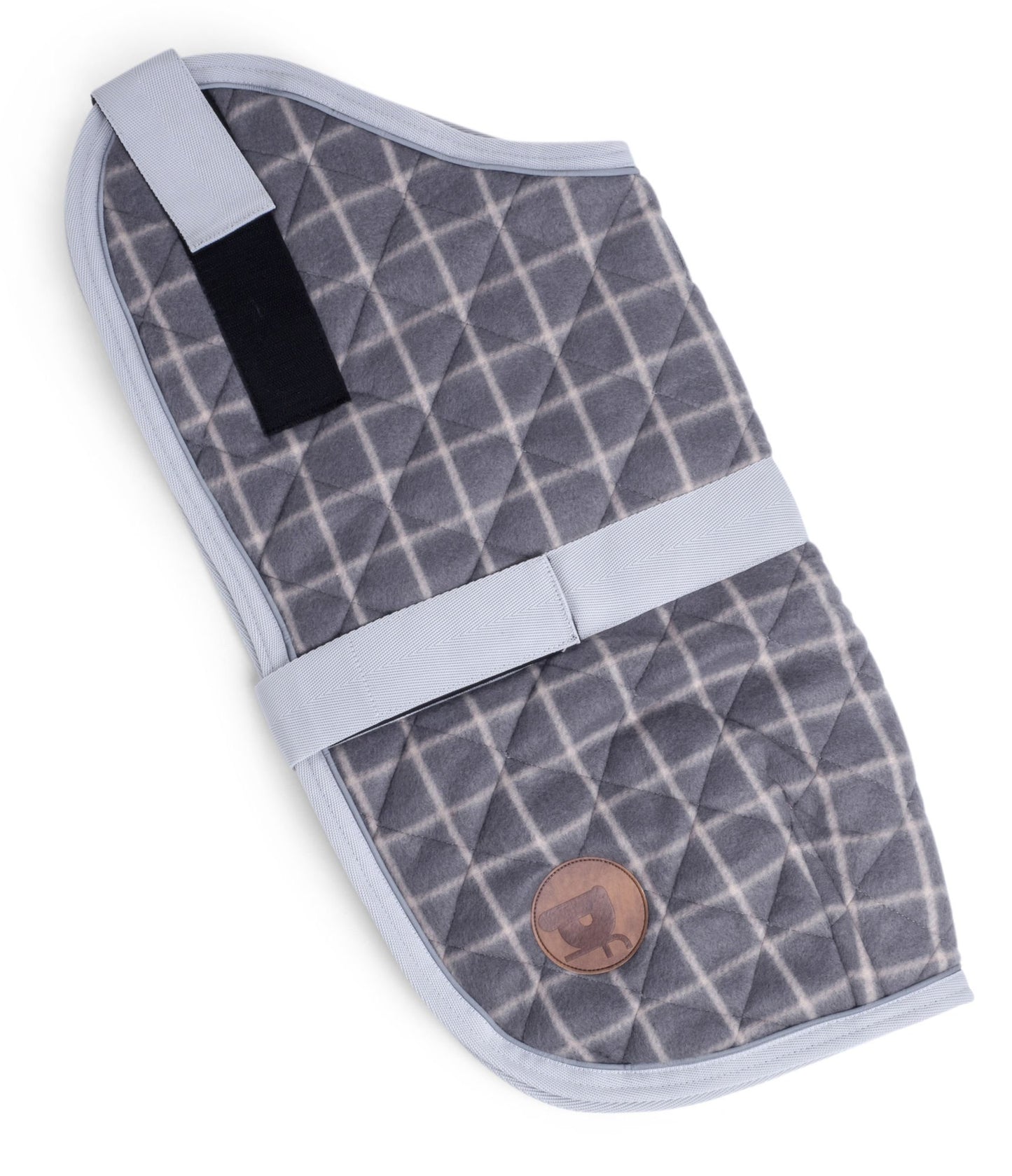 GREY CHECK QUILTED DOG COAT 40CM