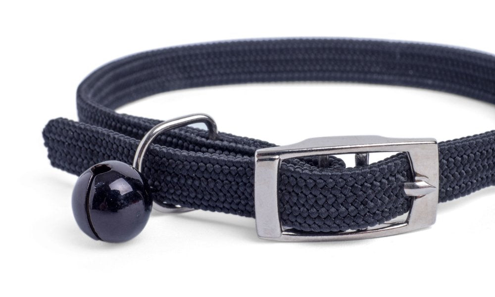 BLACK STRETCH NYLON CAT COLLAR