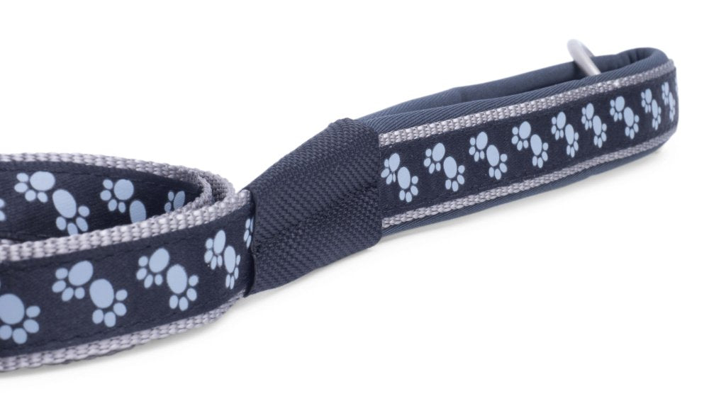 PADDED DOG LEAD RED PAWS MED