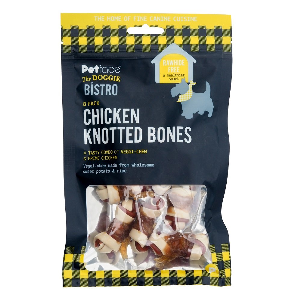 DOGGIE BISTRO 8 PIECE CHICKEN KNOTTED BONE DOG TREATS
