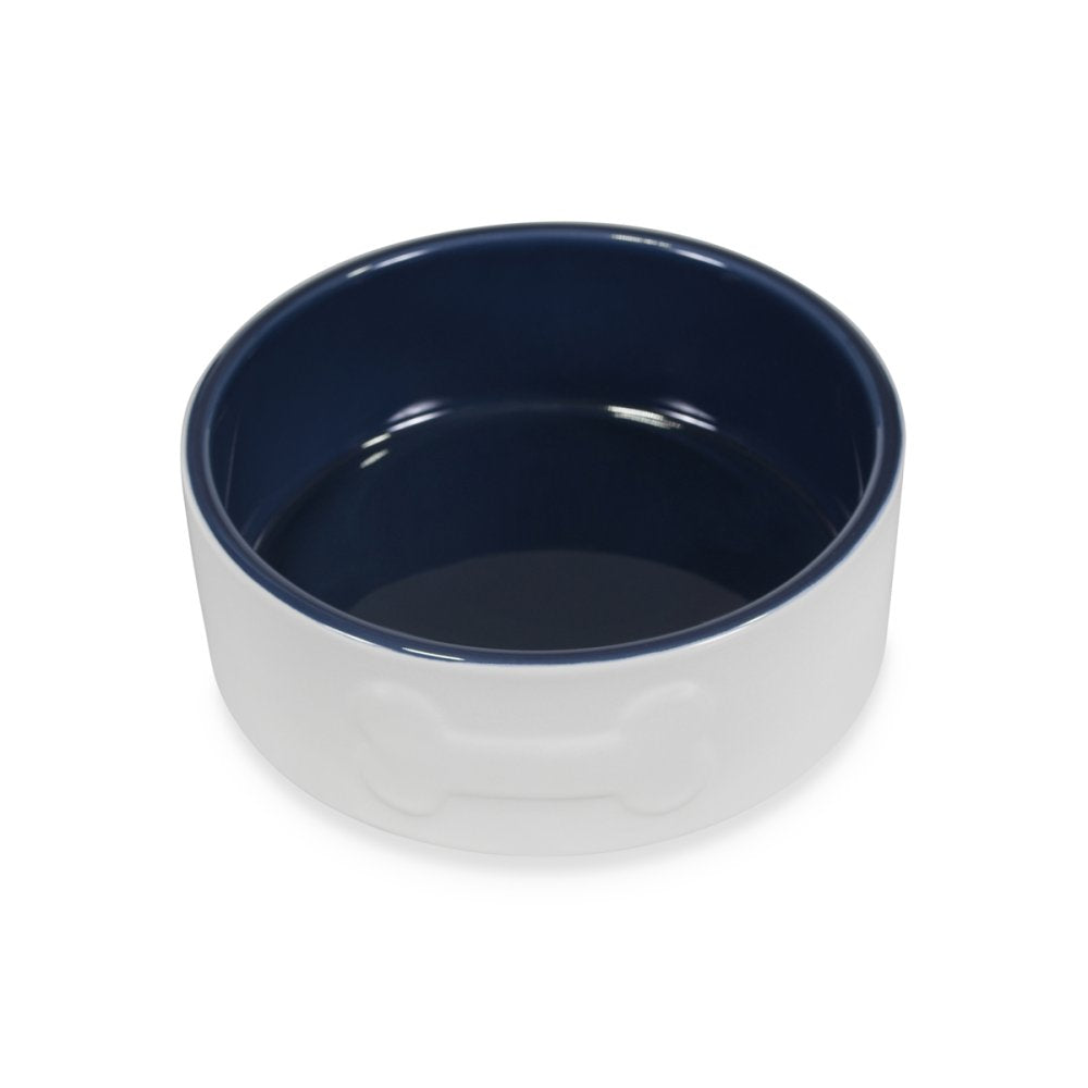 BONE CERAMIC BOWL CREAM/NAVY 15CM