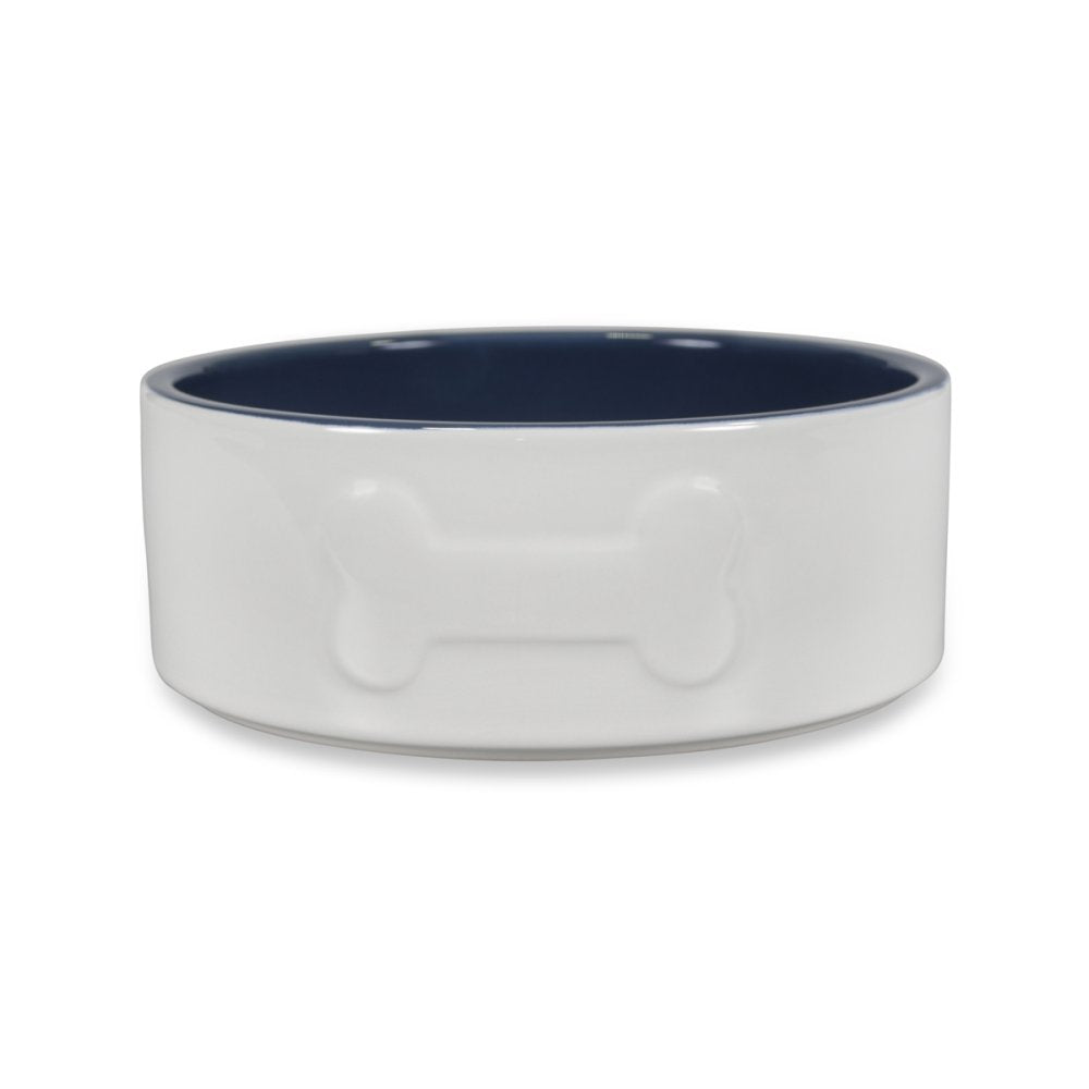 BONE CERAMIC BOWL CREAM/NAVY 15CM
