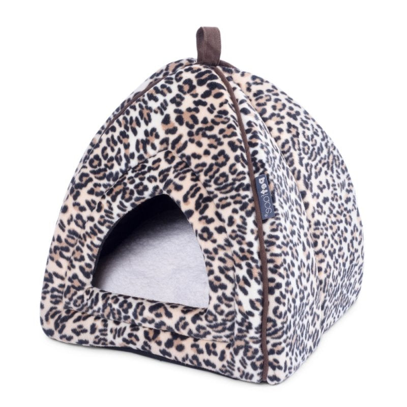 MOLLIES LUXURY LEOPARD PRINT IGLOO CAT BED