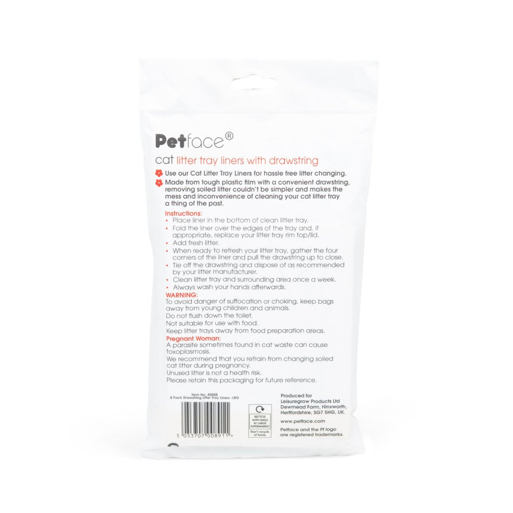 8 PACK DRAWSTRING CAT LITTER TRAY LINERS LRG