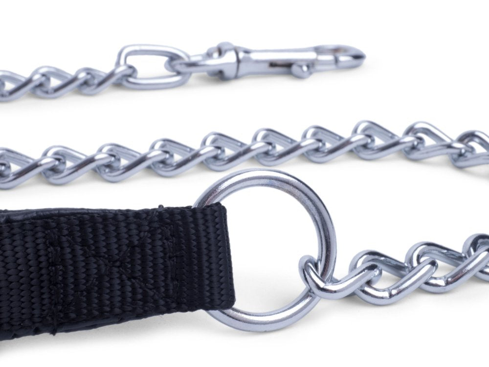 PADDED NYLON CHAIN DOG LEAD BLACK LRG