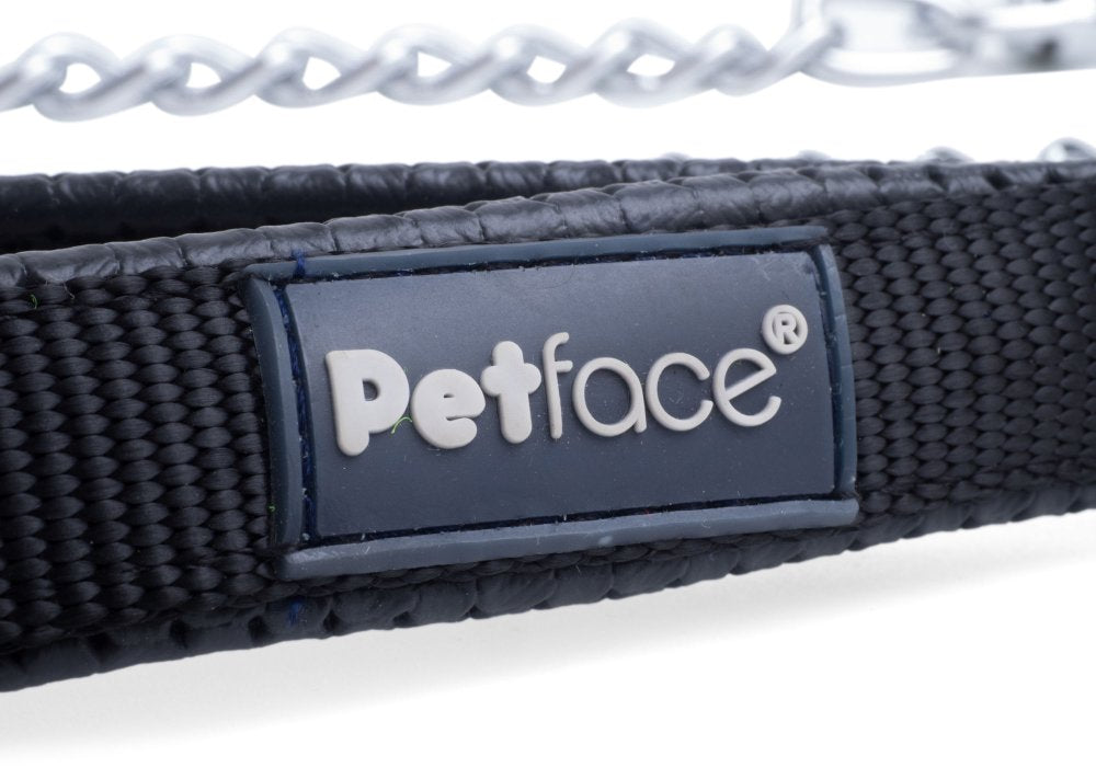 PADDED NYLON CHAIN DOG LEAD BLACK LRG