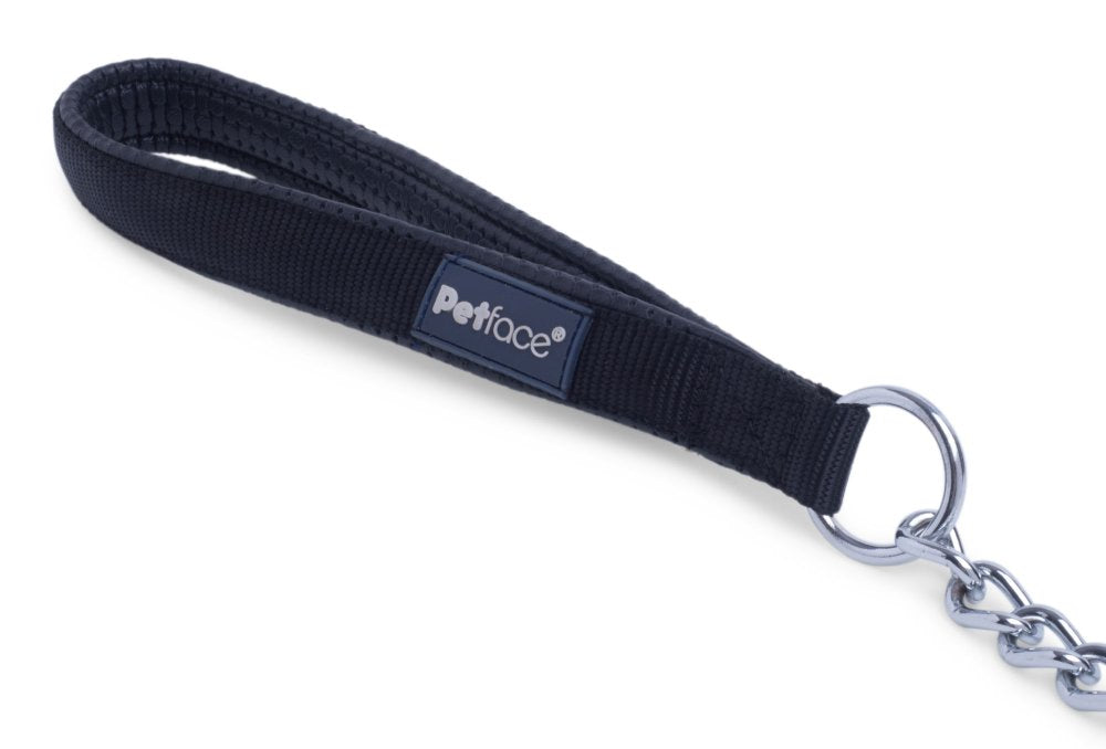 PADDED NYLON CHAIN DOG LEAD BLACK LRG