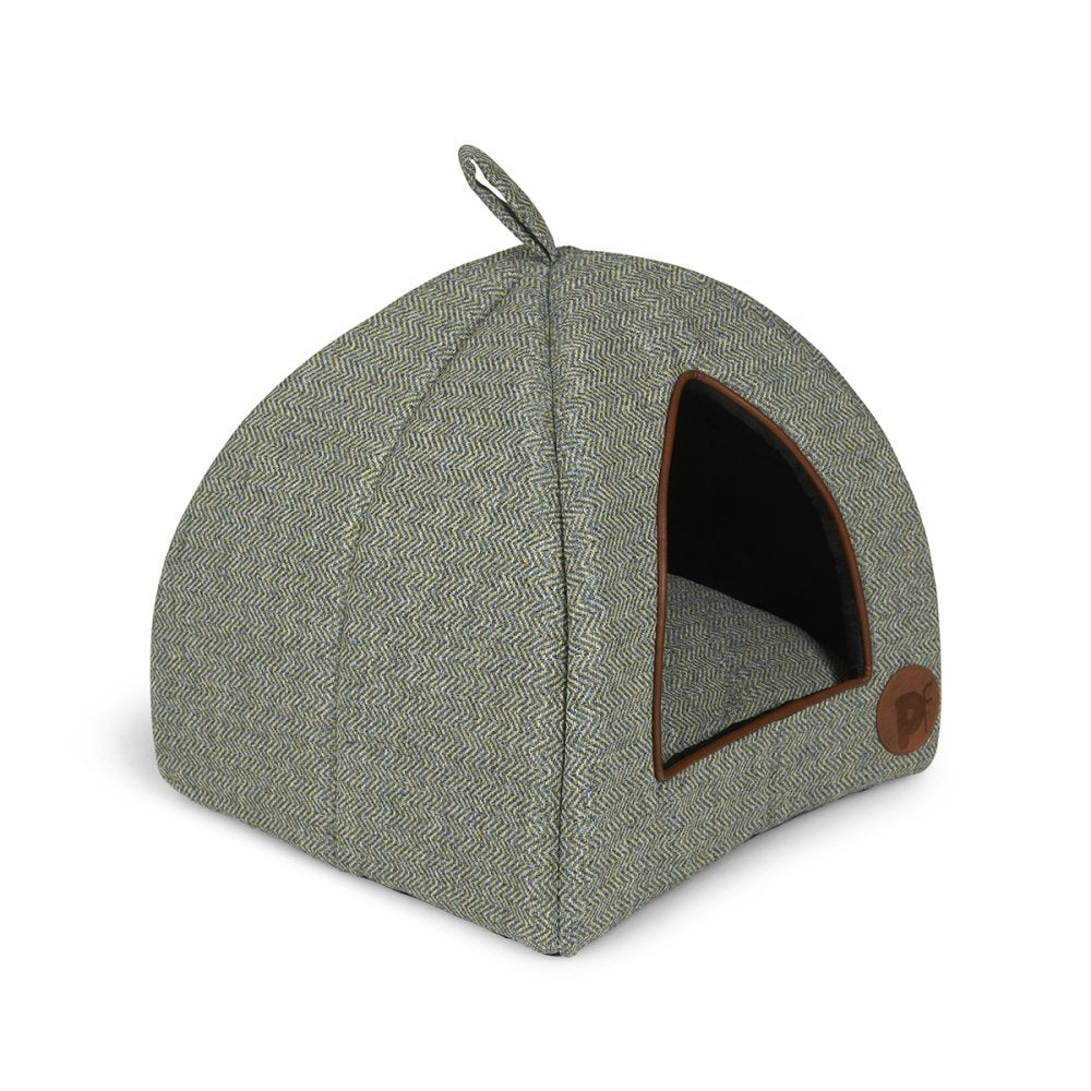 SAGE HERRINGBONE IGLOO CAT BED