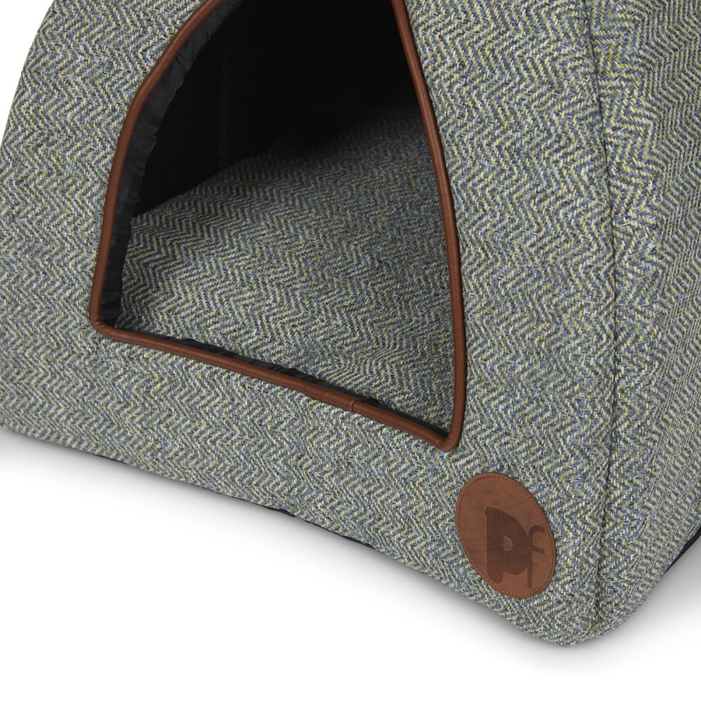 SAGE HERRINGBONE IGLOO CAT BED
