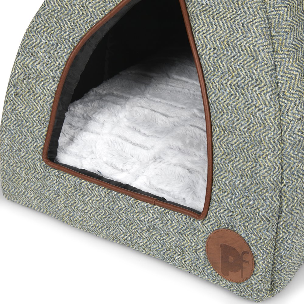 SAGE HERRINGBONE IGLOO CAT BED