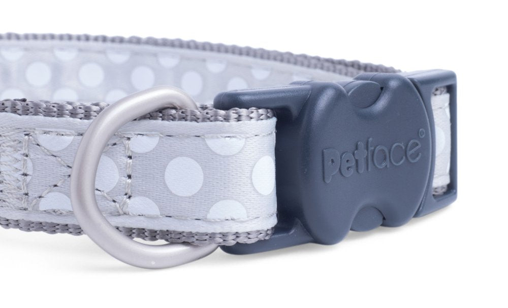 LIGHT GREY TONAL DOTS DOG COLLAR X