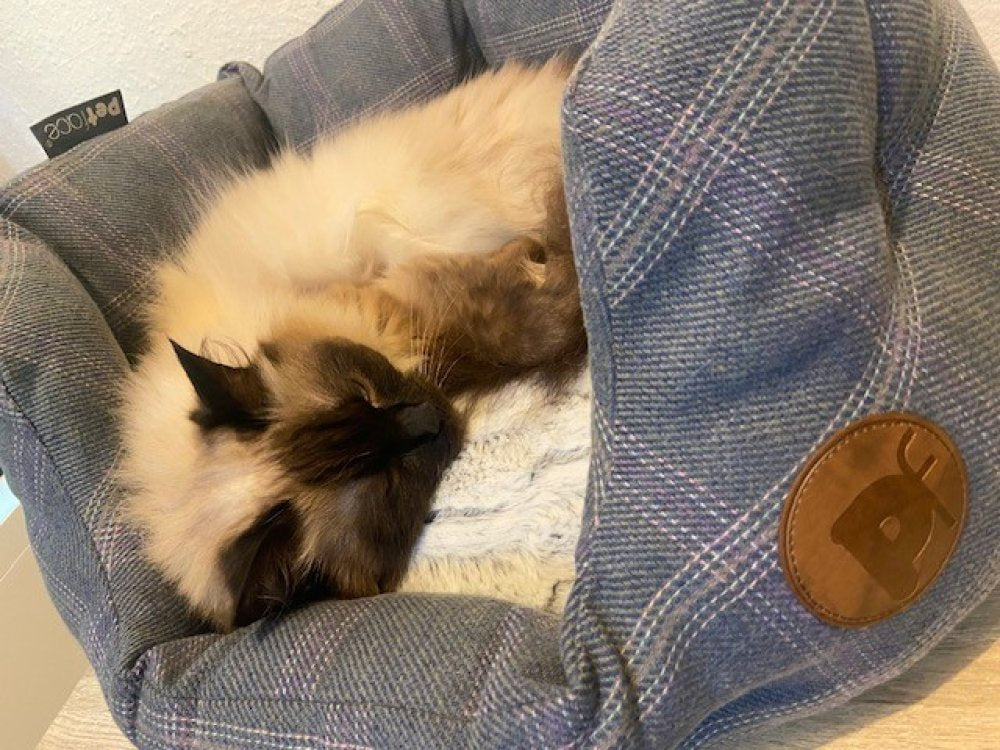 HEATHER TWEED OVAL PET BED SML