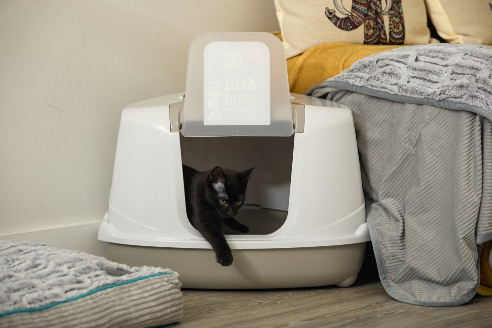 CORNER HOODED CAT LITTER TRAY