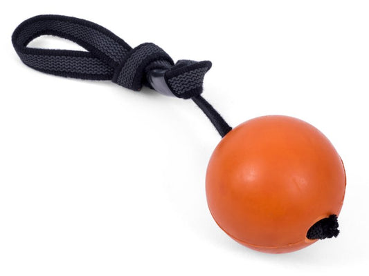 SERIOUSLY STRONG SOLID RUBBER ROPE BALL DOG TOY MED