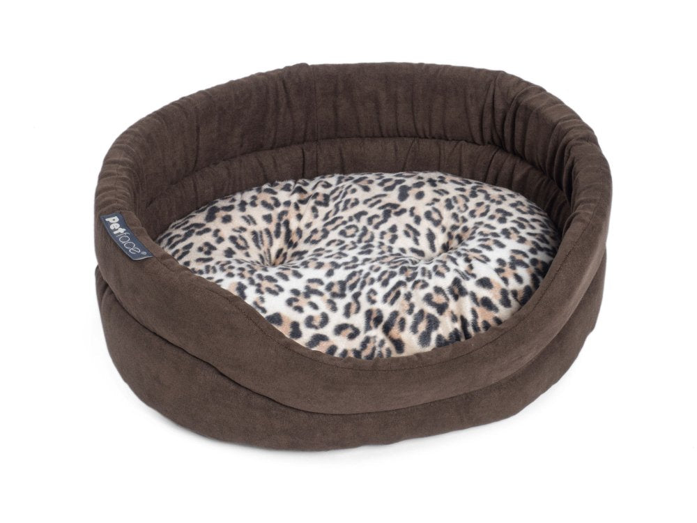 MOLLIES LUXURY LEOPARD PRINT OVAL CAT BED