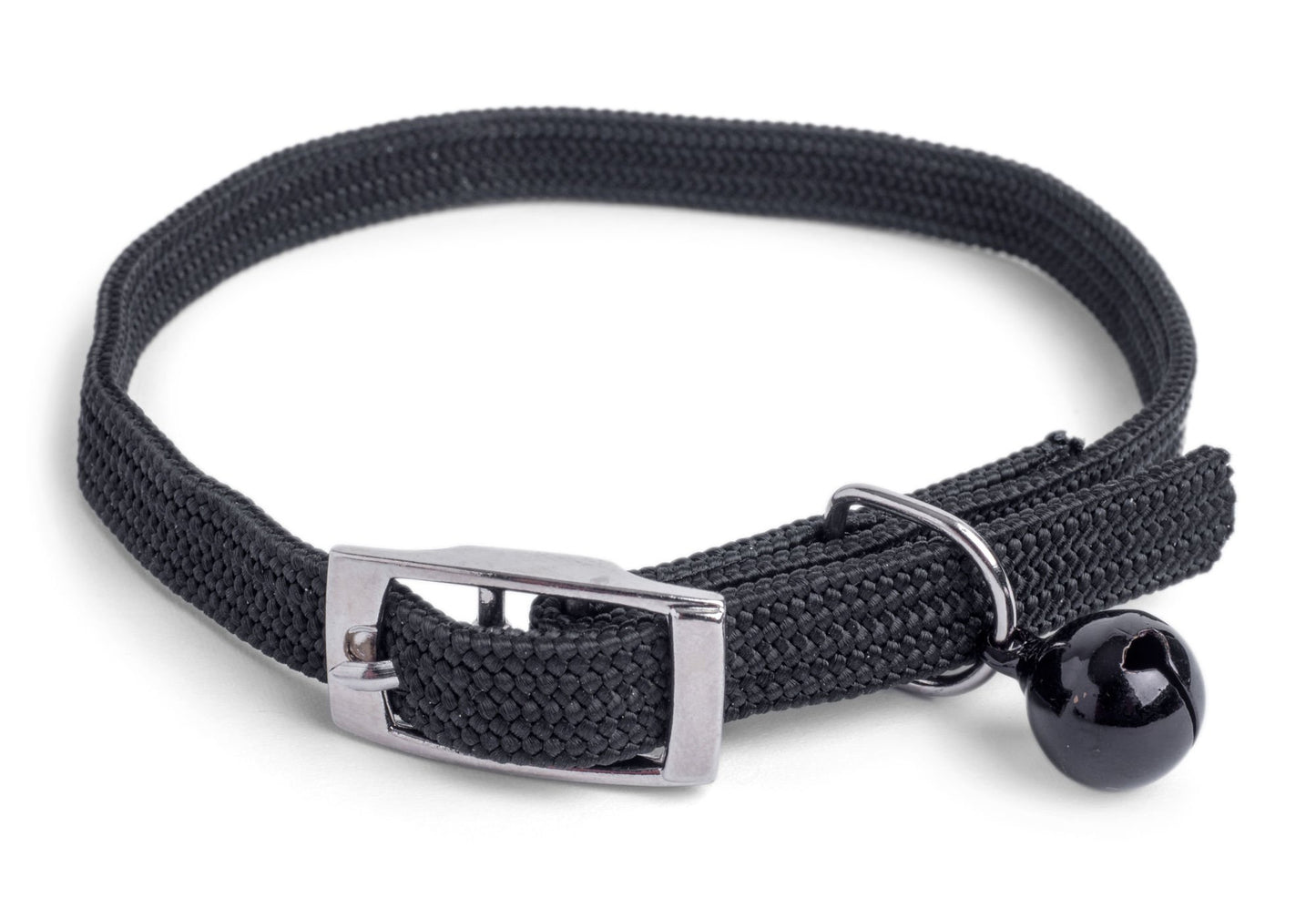 BLACK STRETCH NYLON CAT COLLAR