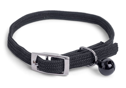 BLACK STRETCH NYLON CAT COLLAR