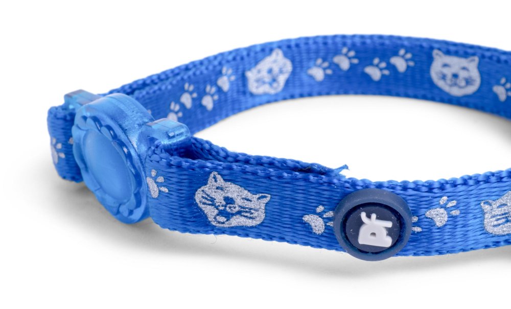 BLUE REFLECTIVE FACE CAT COLLAR