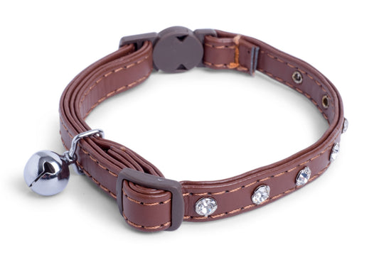 BROWN DIAMANTE CAT COLLAR