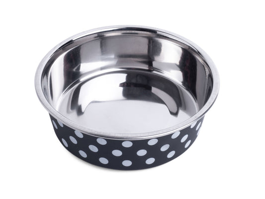 DELI BOWL BLACK/WHITE SPOTS 14CM