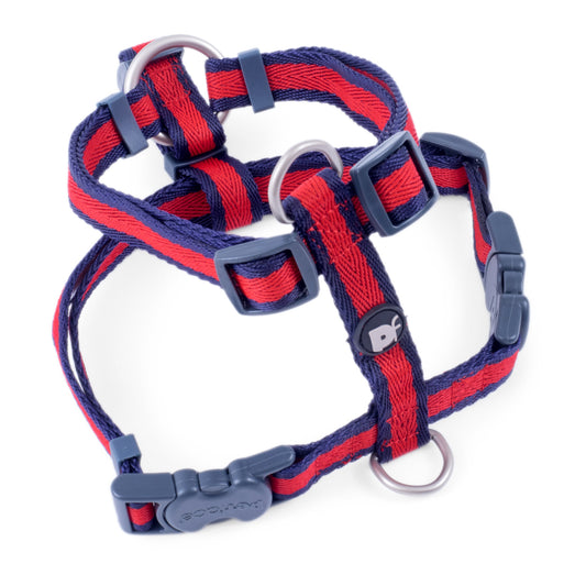 SCARLET STRIPE DOG HARNESS SML