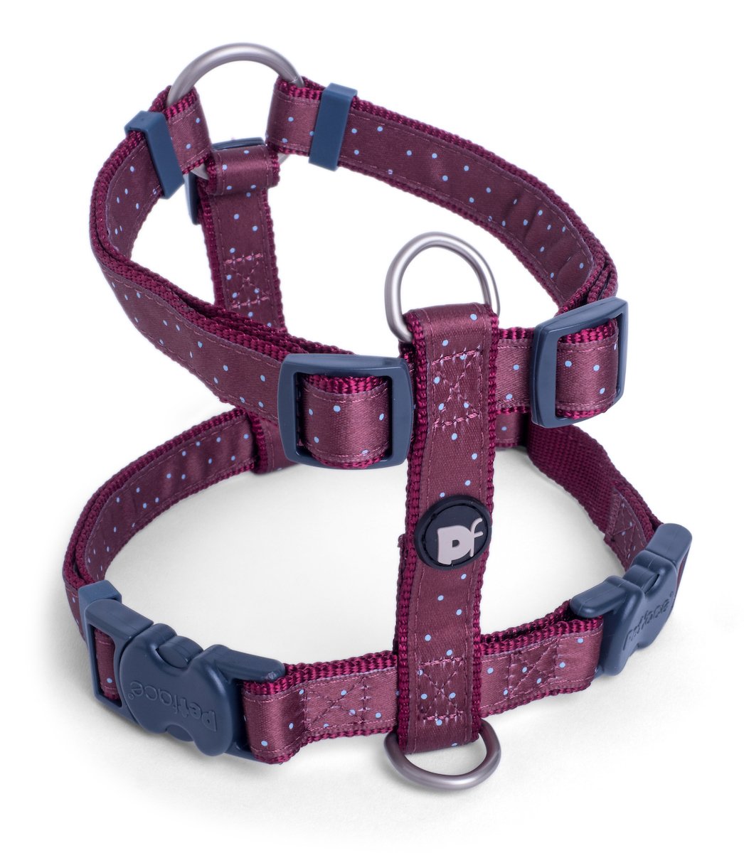 OX BLOOD DITSY SPOT DOG HARNESS MED
