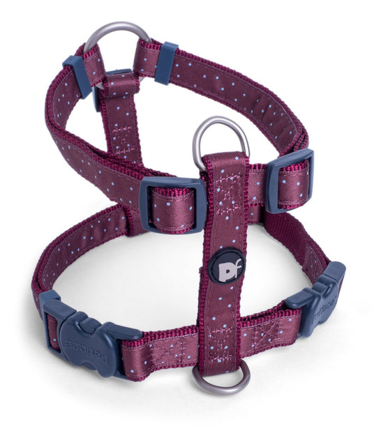 OX BLOOD DITSY SPOT DOG HARNESS MED