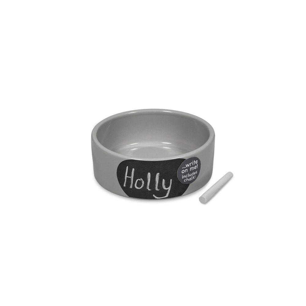 GREY CHALKBOARD DOG BOWL 15CM