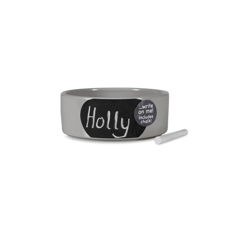 GREY CHALKBOARD DOG BOWL 15CM