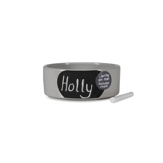 GREY CHALKBOARD DOG BOWL 15CM