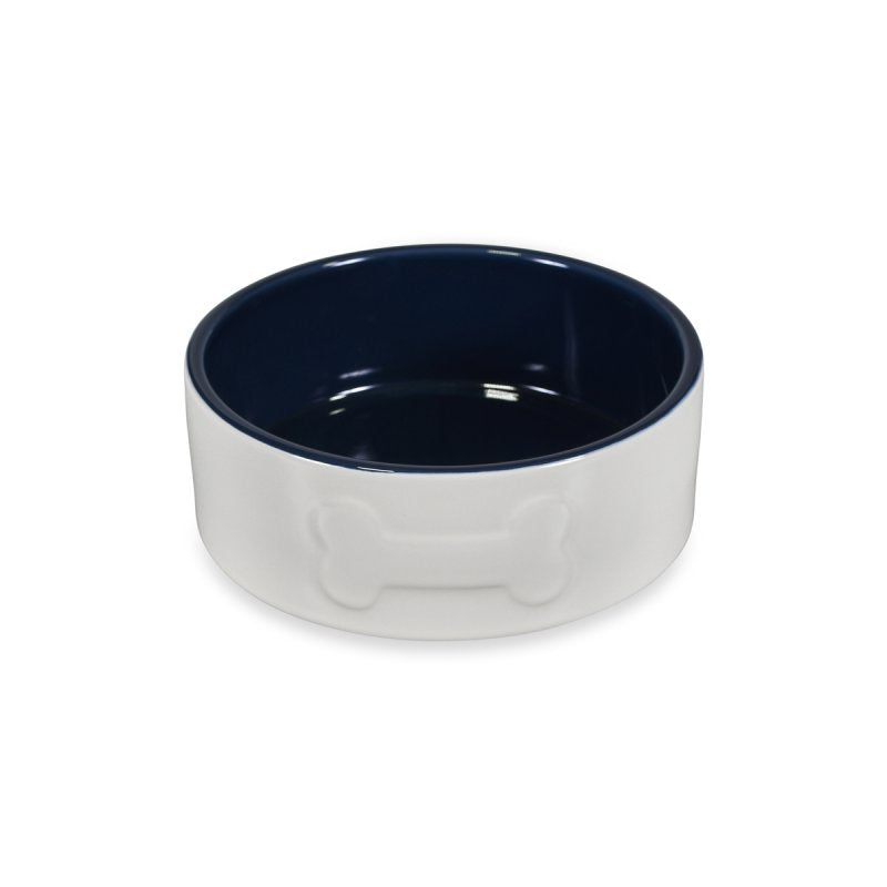 BONE CERAMIC BOWL CREAM/NAVY 15CM