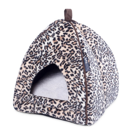 MOLLIES LUXURY LEOPARD PRINT IGLOO CAT BED