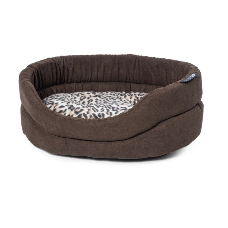 MOLLIES LUXURY LEOPARD PRINT OVAL CAT BED