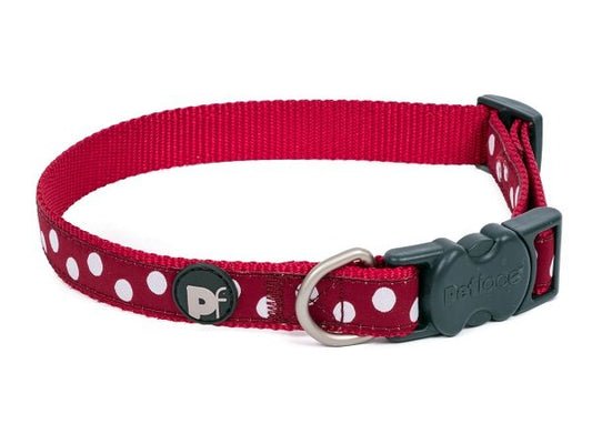 CHERRY/WHITE DOTS DOG COLLAR XS