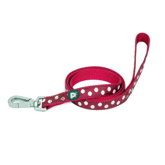 CHERRY/WHITE DOTS DOG LEAD SML