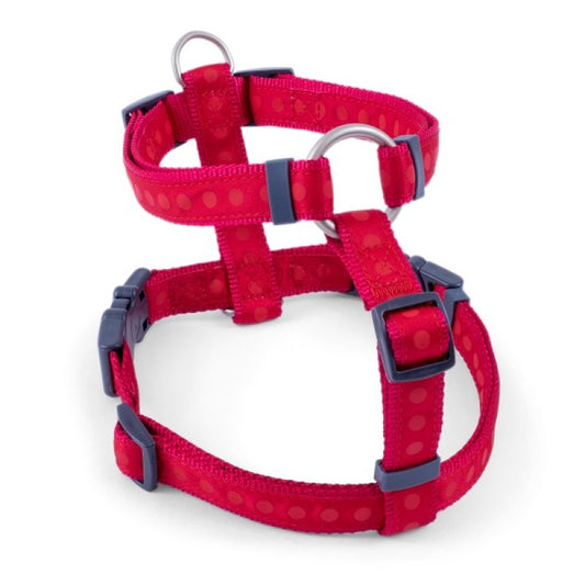 RED TONAL DOTS DOG HARNESS SML