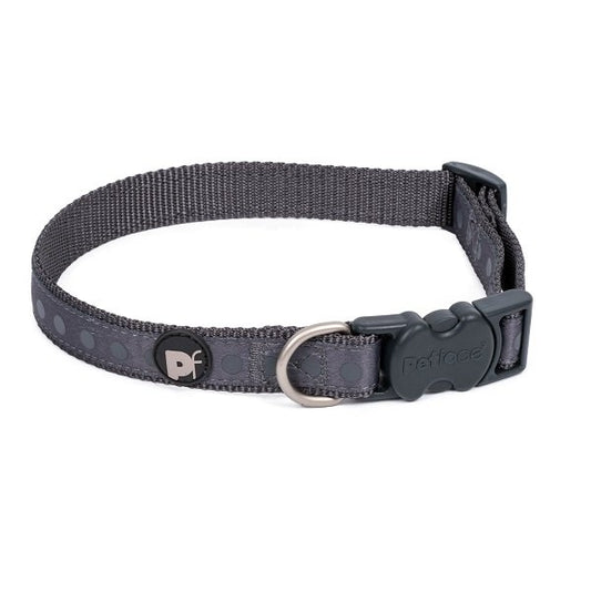 STEEL GREY TONAL DOTS DOG COLLAR MED