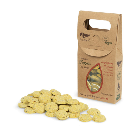 Best dogs food and treats VEGAN DOG TREATS WITH SWEET POTATO, TUMERIC & CHIA SEED
