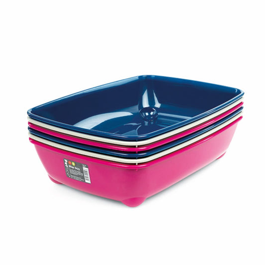 CAT LITTER TRAY BLUE/GREY/PINK 37CM