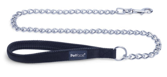 PADDED NYLON CHAIN DOG LEAD BLACK LRG