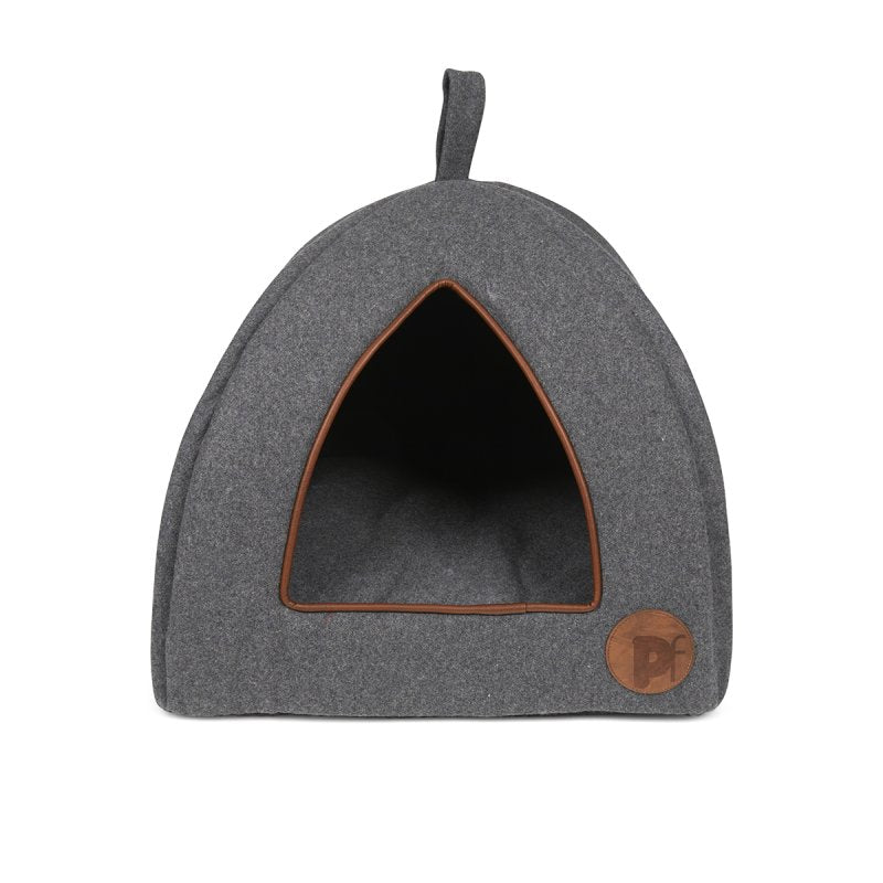 GRAPHITE GREY FELT IGLOO CAT BED