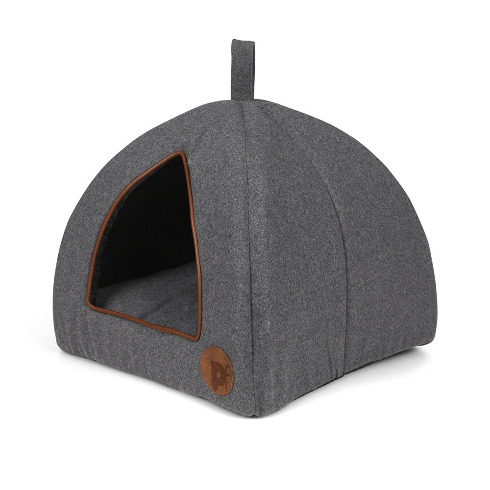 GRAPHITE GREY FELT IGLOO CAT BED