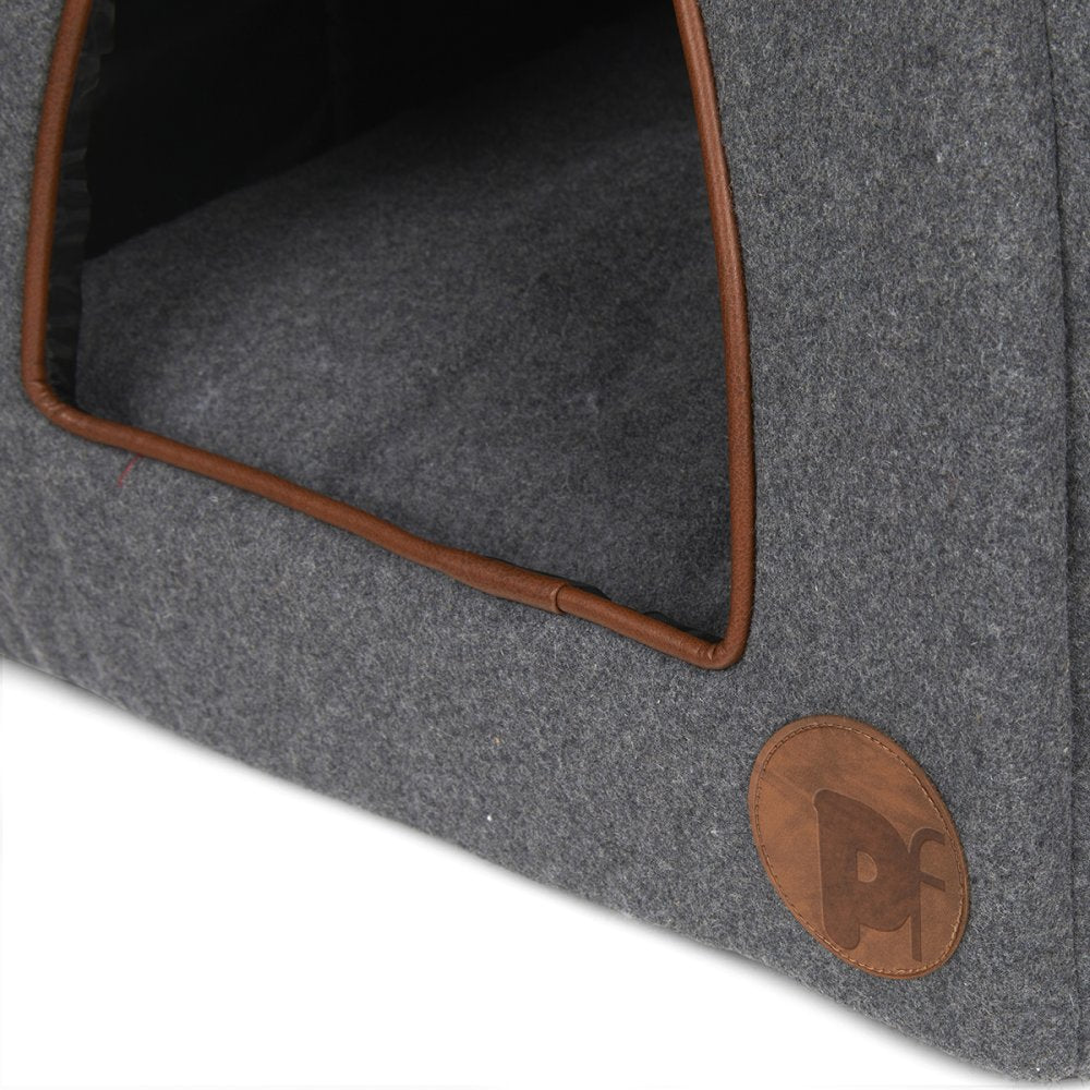GRAPHITE GREY FELT IGLOO CAT BED