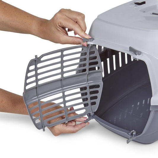 PET CARRIER PLASTIC DOOR BLUE/GREY