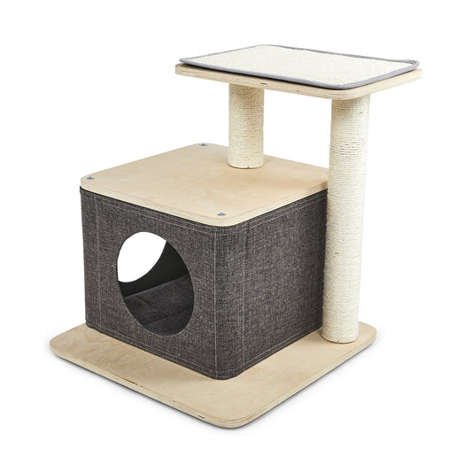 CAT HIDE BOX WITH SCRATCH PLATFORM