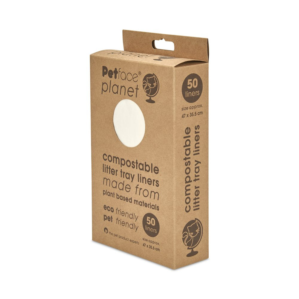 PETFACE PLANET 50 PACK COMPOSTABLE CAT LITTER TRAY LINERS