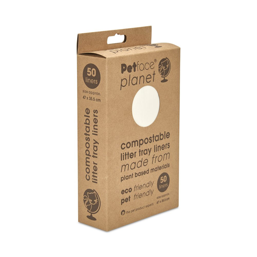 PETFACE PLANET 50 PACK COMPOSTABLE CAT LITTER TRAY LINERS