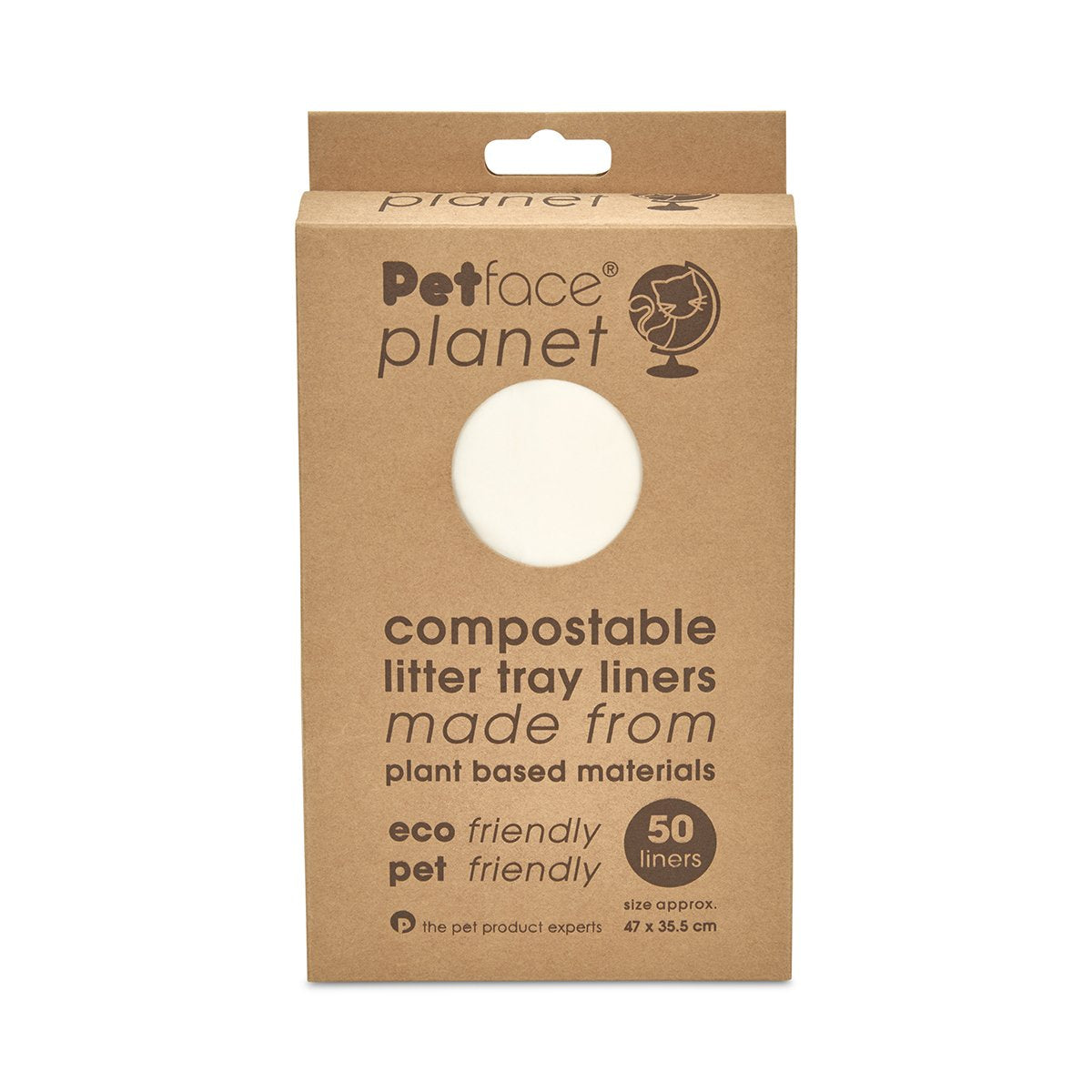 PETFACE PLANET 50 PACK COMPOSTABLE CAT LITTER TRAY LINERS