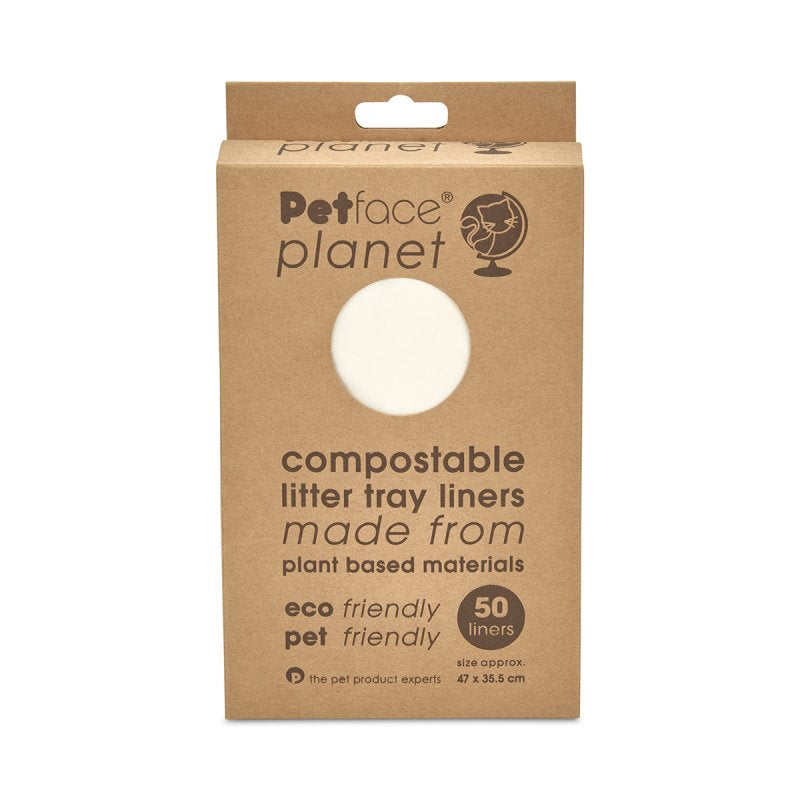 PETFACE PLANET 50 PACK COMPOSTABLE CAT LITTER TRAY LINERS