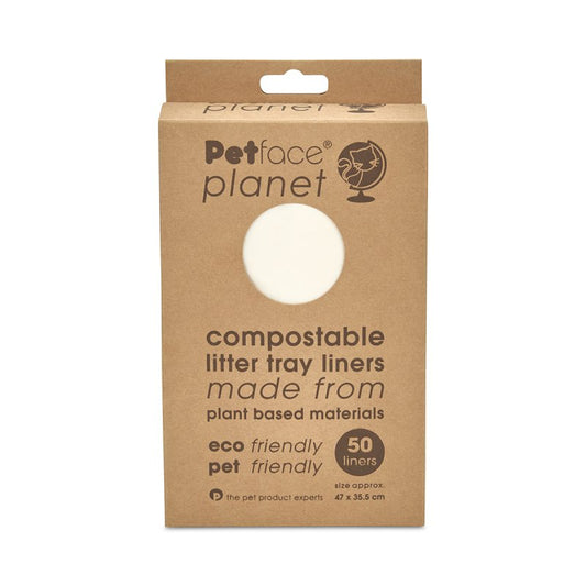 PETFACE PLANET 50 PACK COMPOSTABLE CAT LITTER TRAY LINERS
